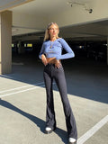 Shade Grunge 90s Urban Style Boot Cut Pants High Waist Black Vintage Skinny Pants Fashion Indie Casual For Women