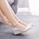 Heel Sexy Pedicles Thin High Heels Women's Shoes Slope Heel High Heel Leisure Shallow Buckle Round Head Single