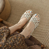 Woven Sandals Women 2025 Summer Soft Soles French Silver Silver White Low-Heeled Hollow Fish Mouth