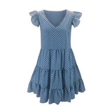 Women Dresses 2022 Women's Ruffles Spring Street Sexy Casual Slim Thin Beach Party O Neck Mini Polka Dots Free