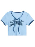Grunge Aesthetic T Shirt Vintage Summer Crop Top Y2k Short Sleeve Sexy Letter Tee Shirt Femme Skinny Ladies Tops