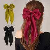 New Fashion Bowknot Streamer Hairpin Woman Girls Satin Ribbon Barrette Bow Back Head Spring Clip Headwear Hair