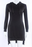 2020 Autumn Winter Fashion Sexy Hooded Collar Women's Mini Split Irregular Dress Casual Solid Long Sleeve Ladies