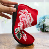 Zingj Cotton Shoes Women's Cotton Shoes With Velvet And Thick Canvas Embroidered Flat Soft Sole Cloth