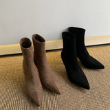 Zingj Push! Great Comfort!!2024 Korean New Elastic Thin Boots-Outfit