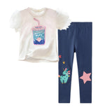 Pieces Kids Children Girls Clothes Set Little Girl Summer Cartoon Print T Shirt and Pants Leggings Outfits Clothing