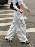 Drawstring Parachute Cargo Pants-Outfit