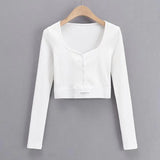 Sexy T-shirt Women Patchwork Deep V Neck Crop Tops Y2k Grunge Tops Long Sleeve Shirt Women Tee Shirt E Girls