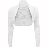 Solid Long Sleeve Floral Lace Shrug Bolero Cardigan Casacos Slim Cropped Tops Ladies Black Jacket Spring Coat Women
