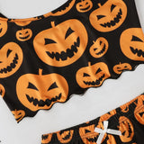 Funny Pumpkin Head Print Condole Top Sleeveless Home Clothes Pure Milk Silk Pajamas Girl