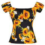Women Vintage Blouse Tops Slash Neck Puff Sleeve 50s 60s Retro Cotton Slim Fit Streetwear Rock Punk Party