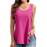 Zingj Summer New Round Collar Sleeveless Solid Color Condole Belt Casual Vest-Outfit
