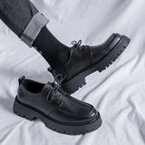 Head Leather Shoes Men's Thick Dress Business Trend Breathable Round Head Black Youth Wedding Groom Shoes