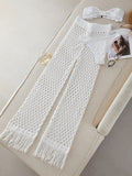 New Summer Women Sexy Three Pieces Bikini Set With Pants White Tube Top with Hole Pants Suit Female Solid Bikini