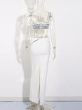 2025 Early Spring New Fashion Sexy Heavy Industry Diamond Design Sling Wearing Slings + Bandage Bag Hip Skirt