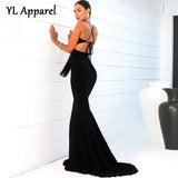 Woman Halter V-neck High Waist Lace-up Floor-length Mermaid Dress Backless Bandage Tunics Maxi Evening Party