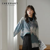 Gradient Hand Painted Vintage Shirt Long Sleeve Top And Blouse Button Up Collar Shirt 2021 Fashion Designer
