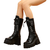 For Martin Boots 2025 Autumn And Winter New Rivet Tie With Thick And Medium Boots Female Large Size Knight