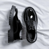 Zingj Shoes Korean Version British Wind Youth Business Shoes High Lace Up Suit Patent Leather Work Shoes