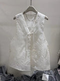 Vest Women's Summer 2024 New Design Feeling Of European Root Yarn Embroidery New Chinese Style Outside Folded Horse
