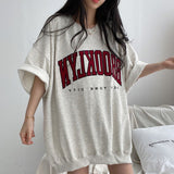 Embroidery Letter Oversized Half Sleeve TeeOutfit