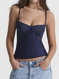 Blue Sexy See Through Lace Slim Corset