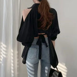 Blouse Tops New Lady Hollow Out Fashion Shirts Off Shoulder Spring Summer Clothes