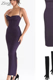 Maxi Bodycon Dress Sexy Celebrity Event Prom Night Party Dresses Satin V Neck Spaghetti Strap Women Dresses 2023