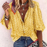 Casual Long Sleeve Polka Dot Loose Tops and Blouses Elegant V Neck Long Sleeve Shirts Vintage Tops Chiffon