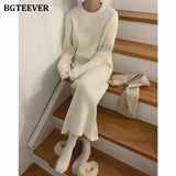 Casual Women Knitted Skirt Set O-neck Full Sleeve Pullovers Elastic Waist Skirts 2021 Autumn Winter Women Sweater