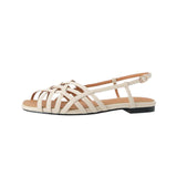 Woven Sandals Women 2025 Summer Soft Soles French Silver Silver White Low-Heeled Hollow Fish Mouth