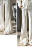 Tassels Wide Leg Knitted Pants Women Winter Stripe Loose Trousers Femme Casual Full Length Warm Sweater Pants