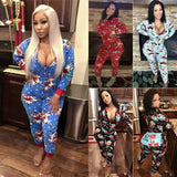 Zingj Womens Sexy Nightwear Christmas Pajamas Sleepwear Pyjamas fashion Romper new underwear casual printed Jumpsuit Set Xmas 1215-0-Outfit