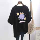 Women T-shirt Rabbit Printed Short Sleeve Women Loose Tops Summer Student Streetwear O-neck Sweet Girls Tee Shirt