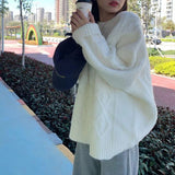 Zingj Winter Korean Version Loose Joker Knit Sweater Coat Tide Languid Lazy Wind Student Restore Ancient Ways Mahua Pure Color Add Thick Sweater Female-Outfit