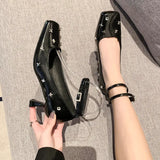 Women's Shoes 2025 New Shallow Mouth Square Head Kitten Heel Single Shoe