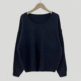 Dark Academia Solid Color Round Neck SweaterOutfit