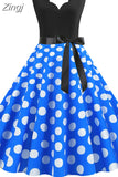 Dot Summer Dress Women Pinup Elegant Vintage Party Dress Casual Office Tank Sleevelss A Line