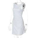 White Open Back Solid Mini Dress-Outfit