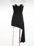 Black Cut Out Removable Off Shoulder Sleeves Mini Dress- Outfit