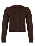 Hooded Crop Knit Cardigan-Outfit