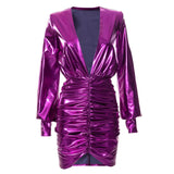 Women Autumn Winter Sexy Long Sleeve V Neck Bodycon Party Club Purple Mini Dress 2021 Fall Wholesale Lots Bulk