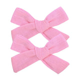 Lovely Baby Solid Hair Bows With Clip Bowknot Hair Clips Headwear Children Cute Cotton Hairpins Barrettes Hair