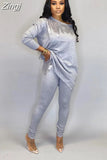 Winter Women Sets Full Sleeve Sequined Top + Pants Suits Two Piece Set Casual Tracksuits Loose Fitness Streetwear