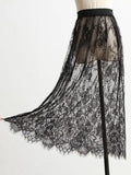Zingj Seasons Can Wear A Single Mesh Skirt Lace Bottom Skirt With A Skirt Long High Waist-Length See-Through