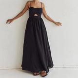 Zingj Breathable Sling High Waist French Dress 2024 Fashion Spring And Autumn New Holiday Style Dress Women-Outfit