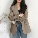 Suit Jacket Woman's New 2025 Korean Version Of Spring And Autumn Leisure Loose Net Red Autumn Suit Top British Style