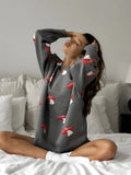 Temperament Women's Loose Lazy Languid Mushroom Prints Sleeve Sweater Women's Autumn