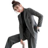 And Autumn 2025 Dark Gray Small Suit Suit Female British Wind Wide Leg Pants Casual Fried Street Suit