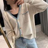 Zingj Wind Sweater Coat Cardigan Female 2024 New Style Retro Outside Build Loose Long Sleeve Autumn And Winter Outside Wear Knit Sweater-Outfit